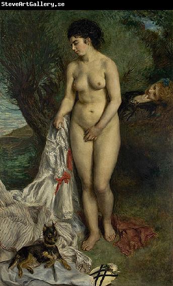 Pierre-Auguste Renoir Bather with a Griffon Dog  Lise on the Bank of the Seine